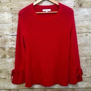 LOFT red bell sleeve sweater